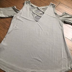 Crisscrossing v-neck tee